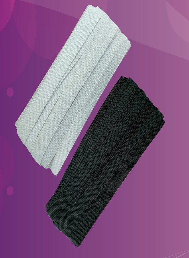 Aakriti 10 Meter White & 10 Meter Black Polyester Elastic Used for Sewing, Stitching, Tailoring, Elastic Pants and Other DIY Items Mask Making Elastic(Knitted Elastic, 10MM) - Image 2